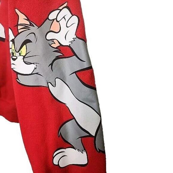 Vintage Tom And Jerry Red Crew Neck Long Sleeve Pullover Sweatshirt Large 11-13 - Picture 3 of 5